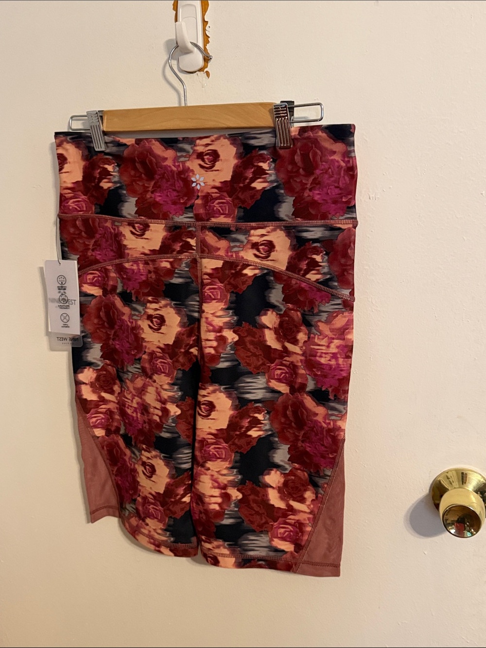 Nine West Burgundy and Pink Floral Athletic Shorts